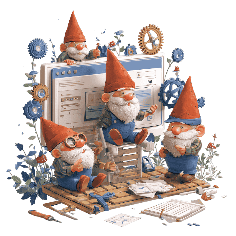 Craftsman gnomes building a website